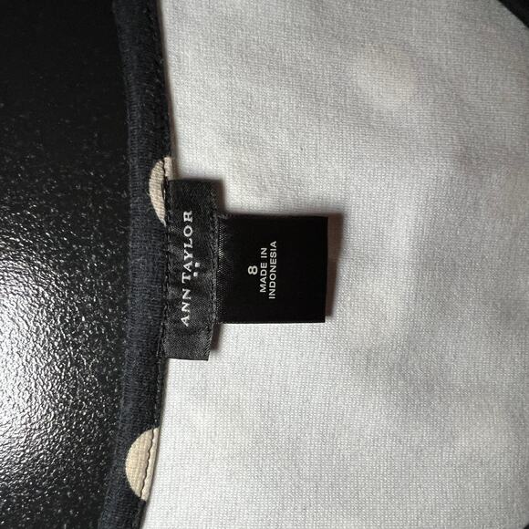 Ann Taylor V Neck Cotton Midi Dress Black wPolka Dots Size 8 - Picture 11 of 12